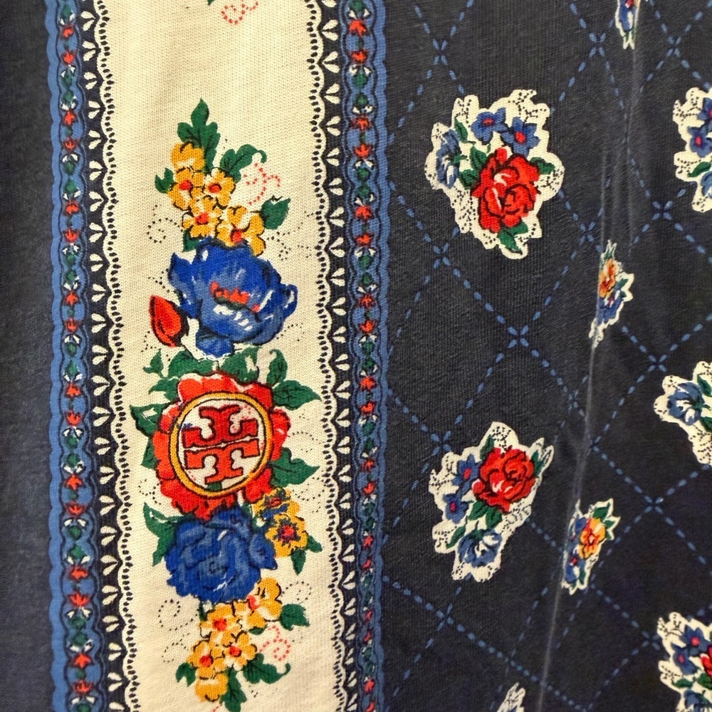 Tory Burch Blue Floral Knit Tee Shirt Dress Cotton / small - Picture 4 of 8